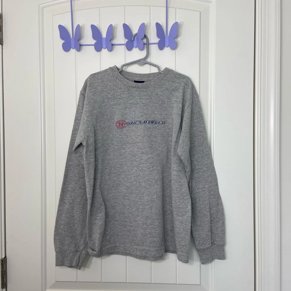 Nautica boy’s gray‎ decal long sleeve casual tshirt top small